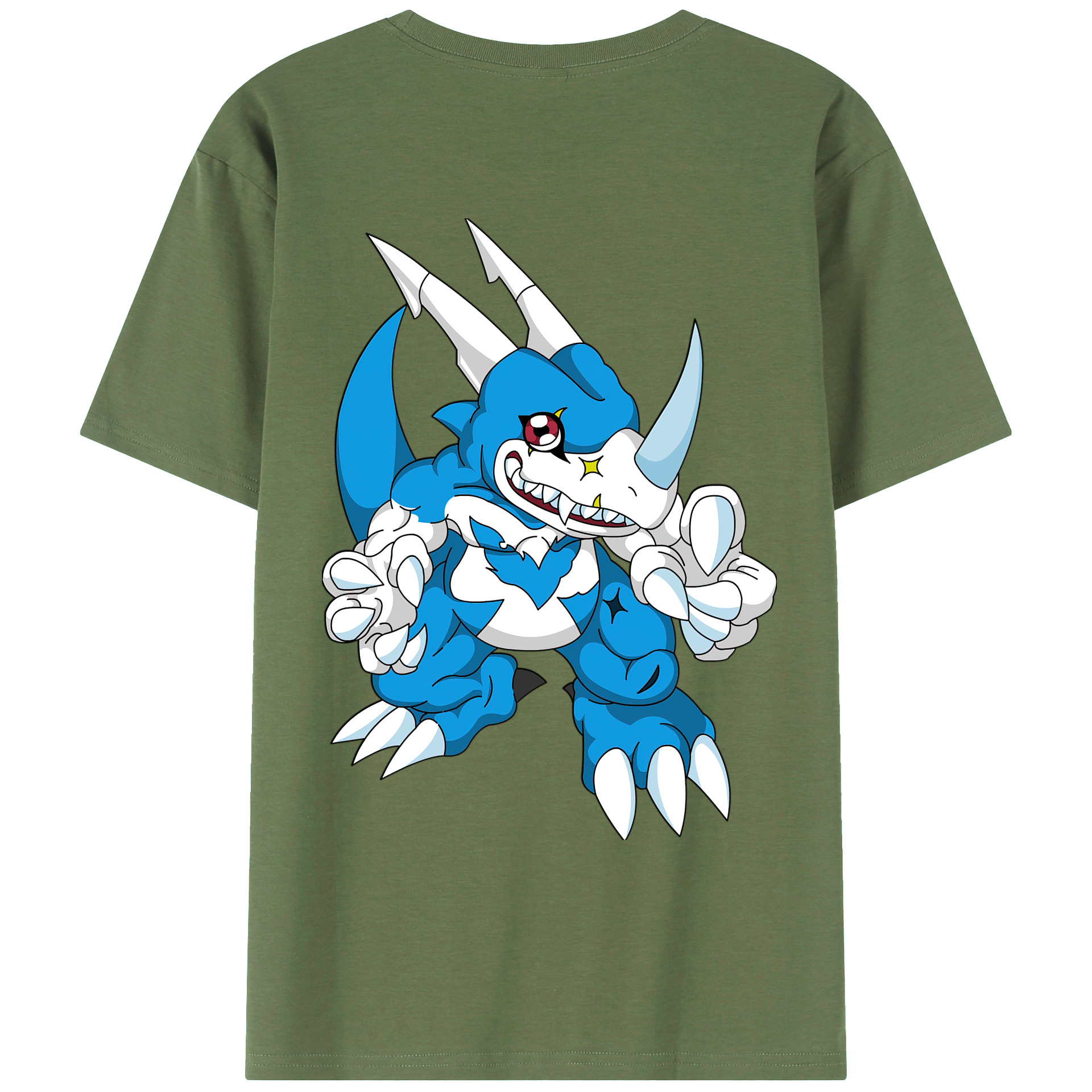 （画像用） Digimon デジタルモンスター/デジモン 綿100％ メンズ半袖Tシャツ（バックプリント） 通気性